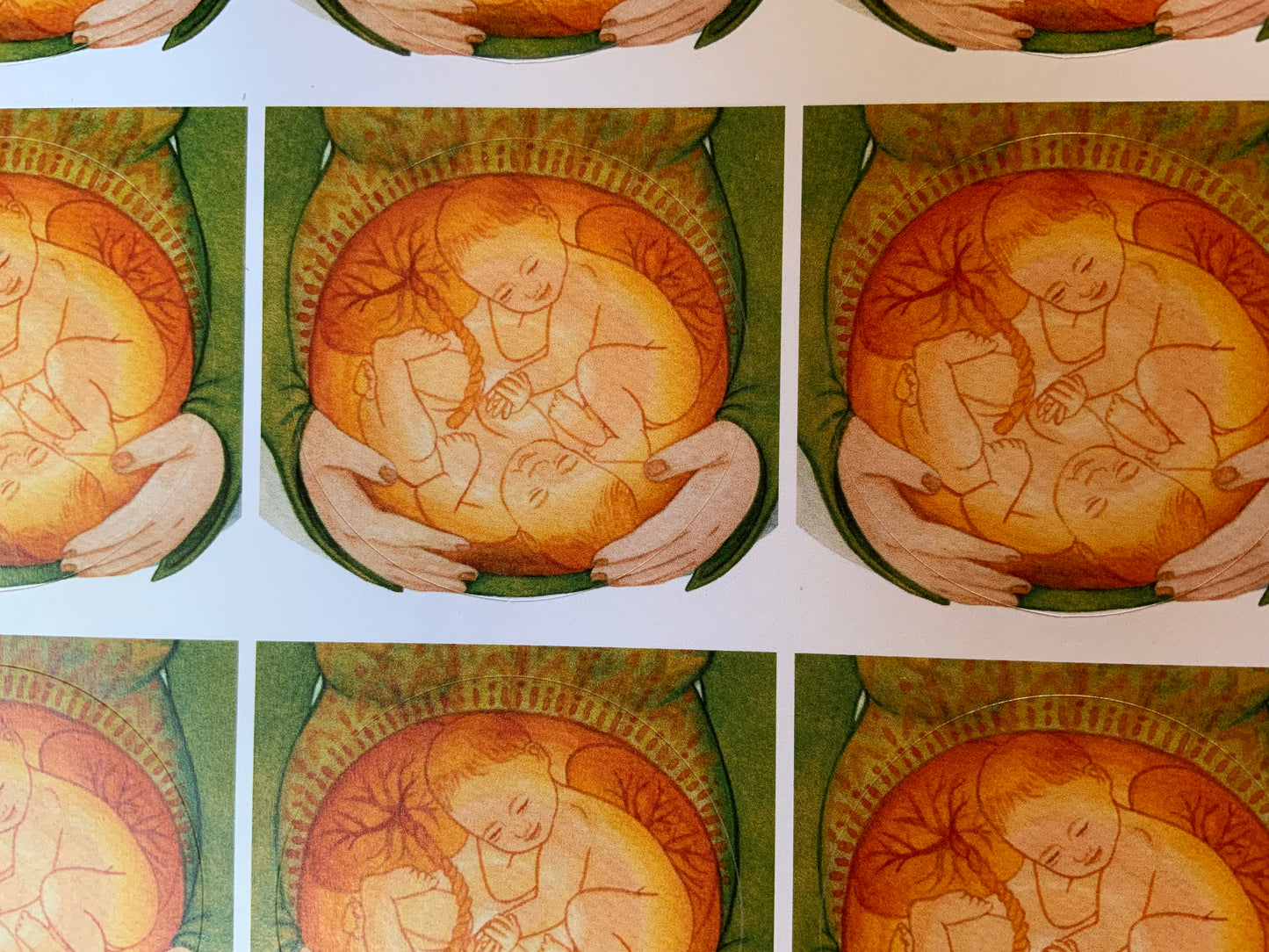 "Zwillingswunder" - Sticker, rund - winterliche Hausgeburt