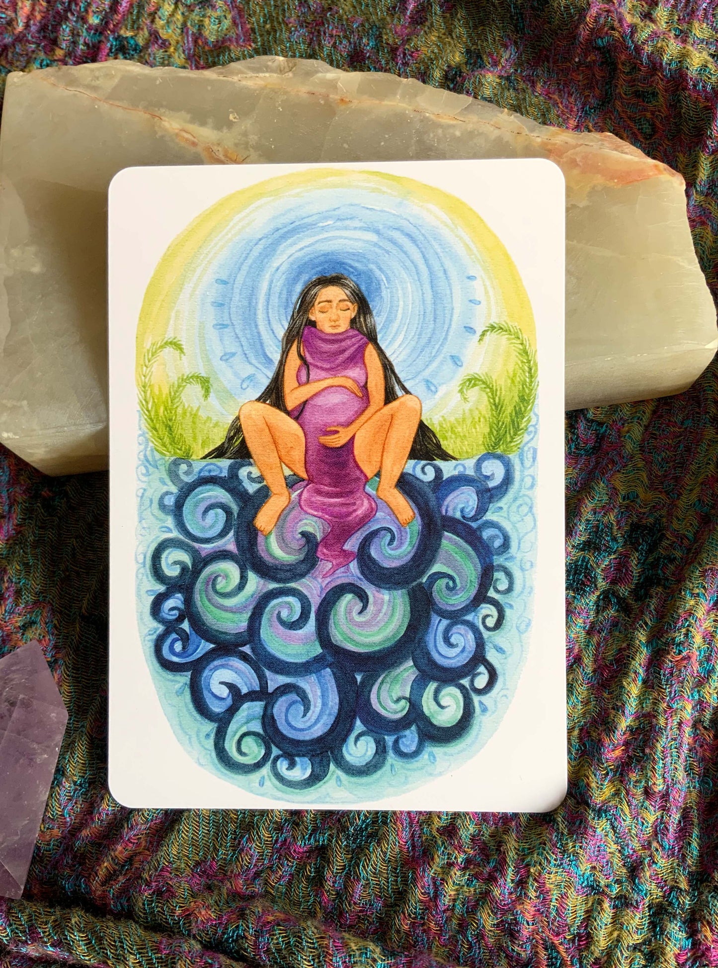 "Wellengang" - Kraftkarte zur Geburt, begleitend + bestärkend für die Schwangerschaft - Einzelkarte