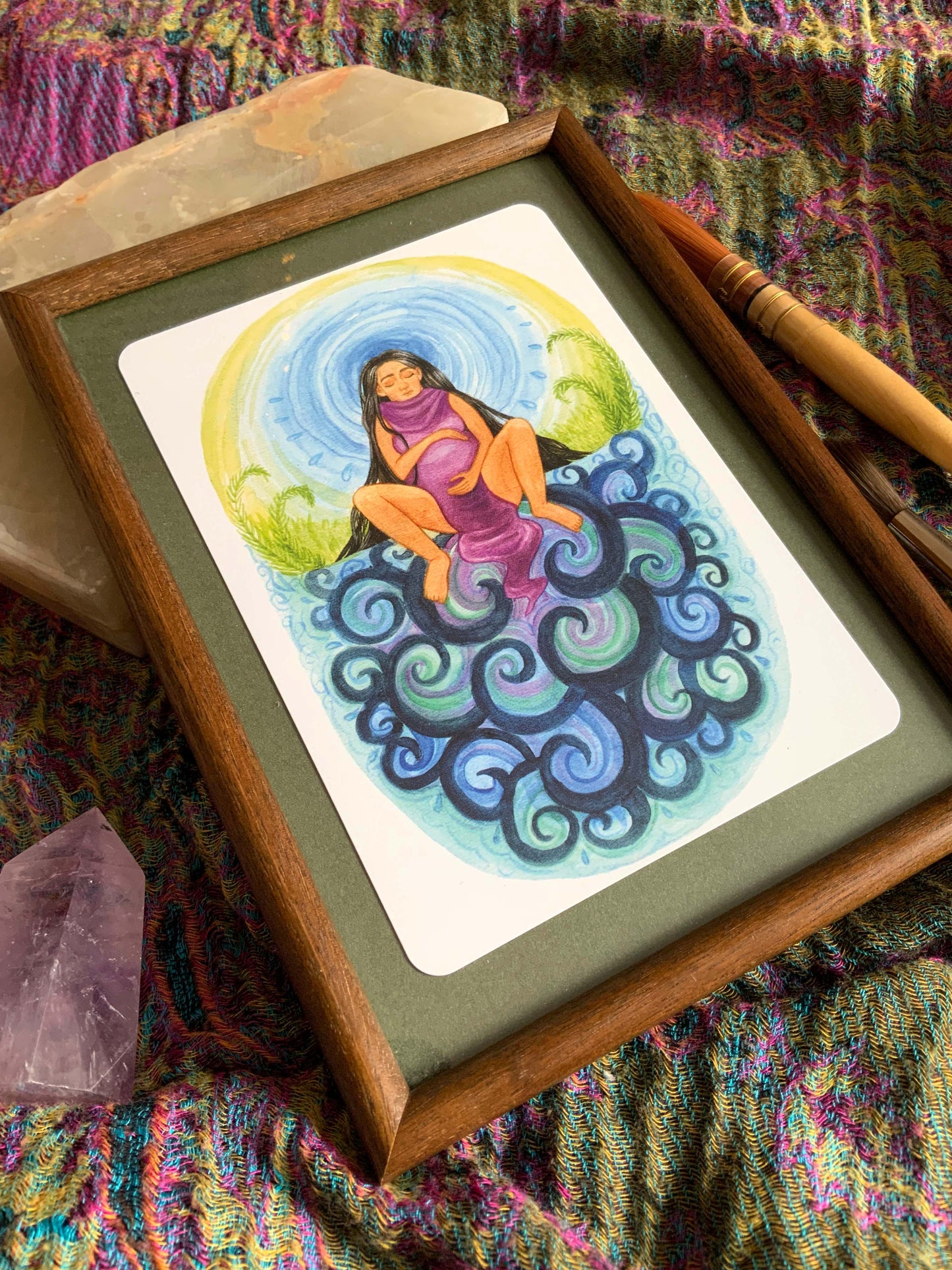 "Wellengang" - Kraftkarte zur Geburt, begleitend + bestärkend für die Schwangerschaft - Einzelkarte