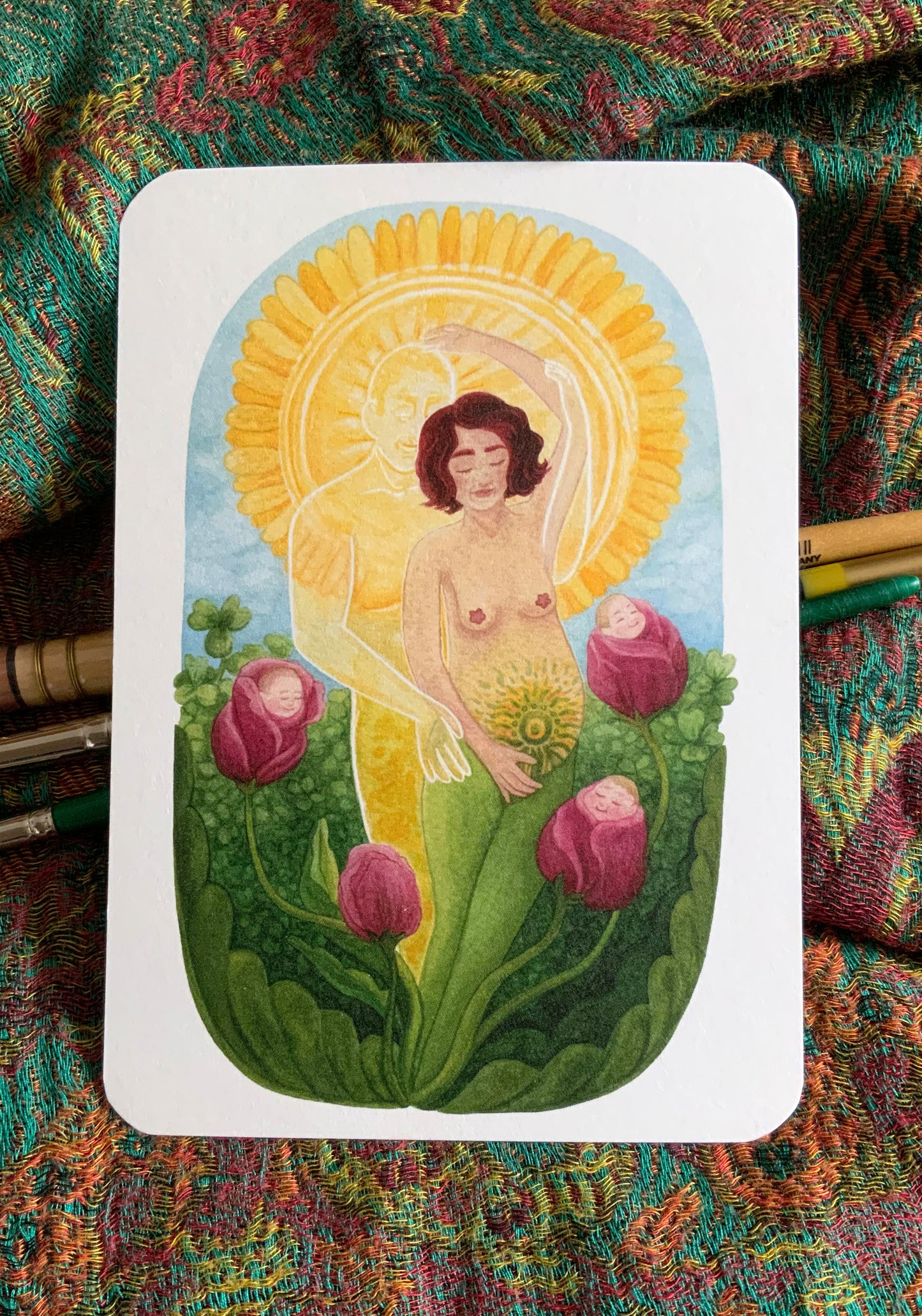 "Symbiose" - Kraftkarte zur Geburt,  begleitend + bestärkend - Postkarte A6