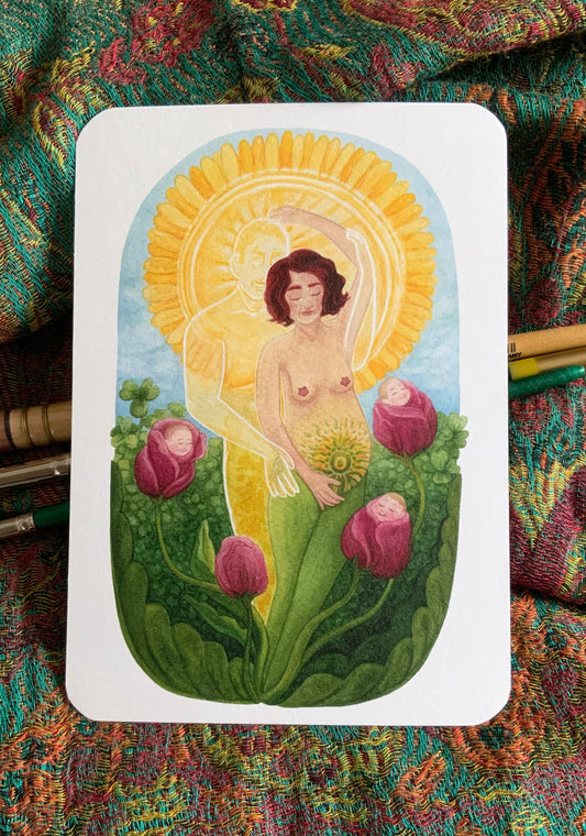 "Symbiose" - Kraftkarte zur Geburt,  begleitend + bestärkend - Postkarte A6