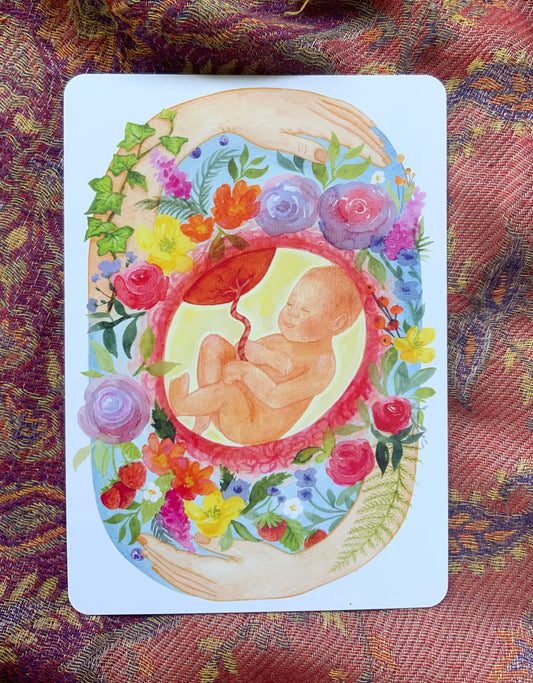 "Floral Baby" - Kraftkarte - Einzelkarte