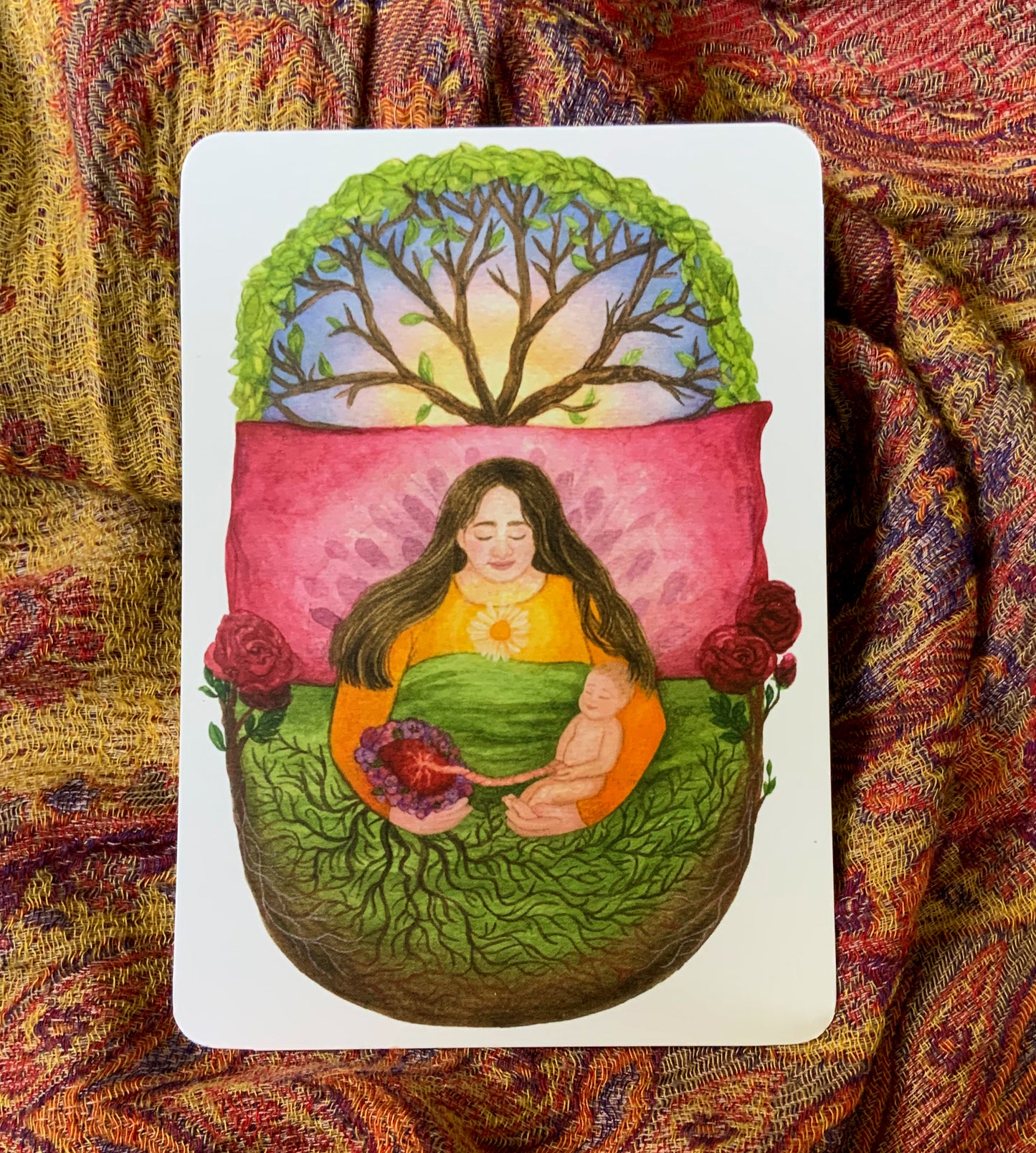 "Lotusbett" - Kraftkarte für Wochenbett und Geburt - Einzelkarte