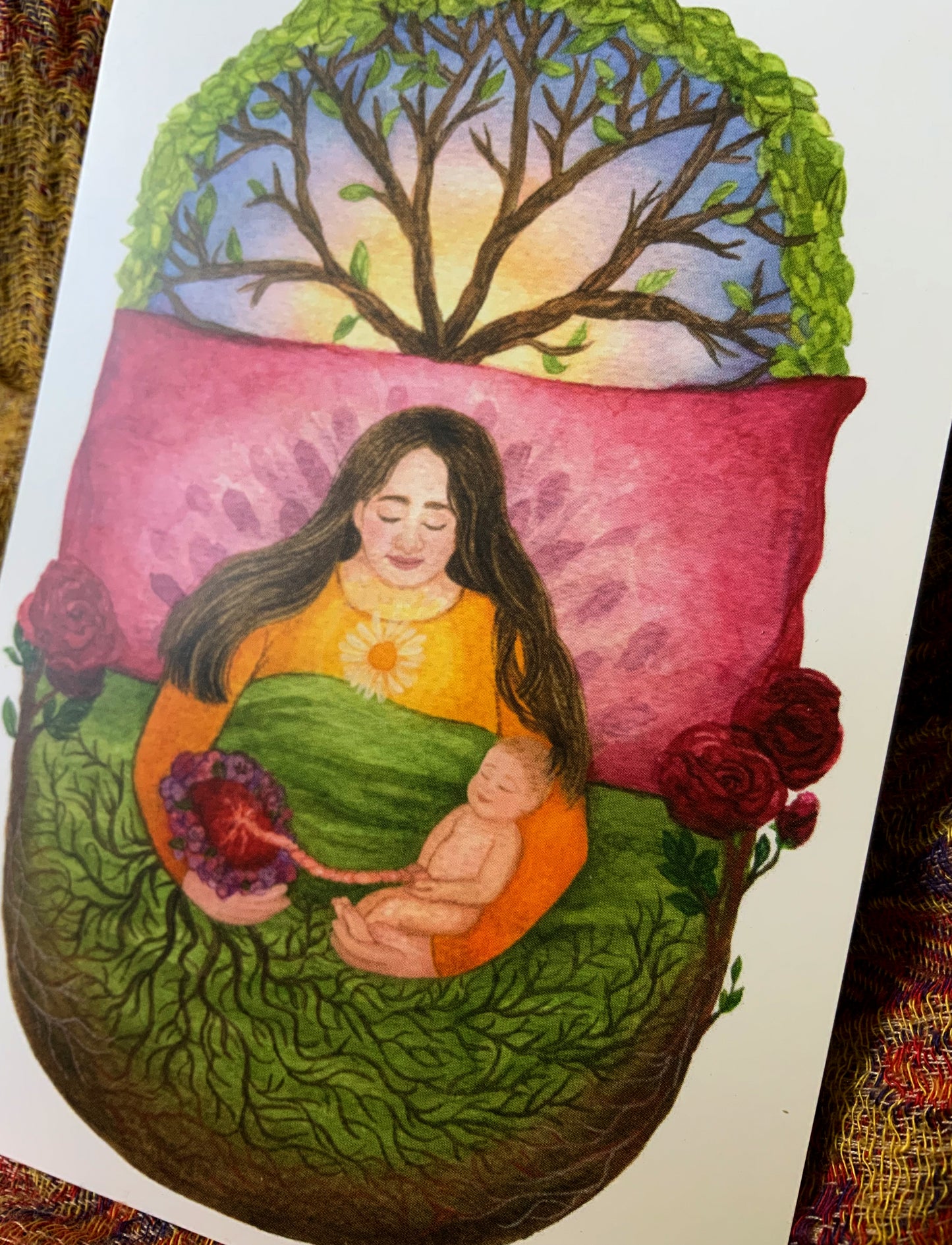 "Lotusbett" - Kraftkarte für Wochenbett und Geburt - Einzelkarte