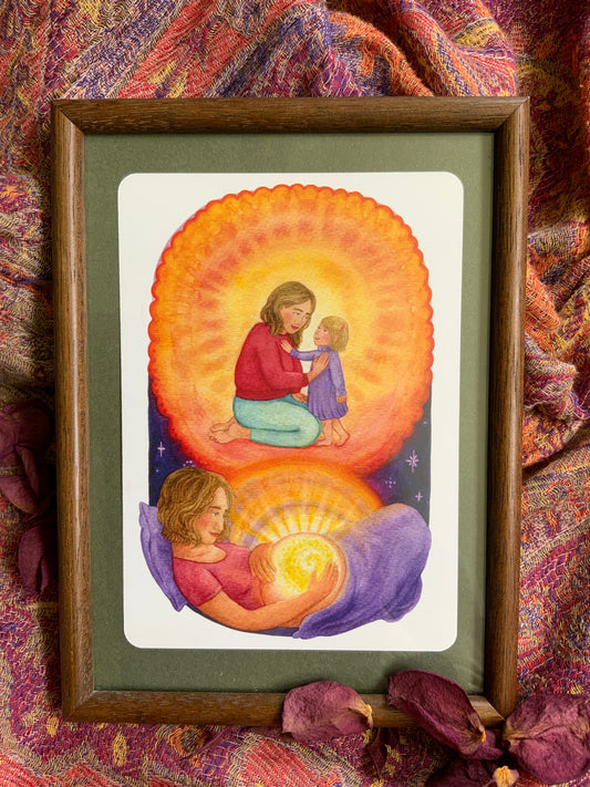 "Von Herz zu Herz" - Kraftkarte für Schwangerschaft und Geburt - Einzelkarte