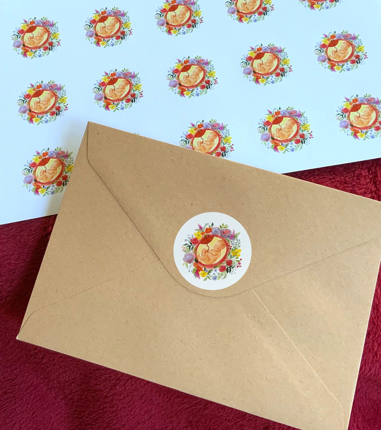 "Floral Baby" - Sticker, rund