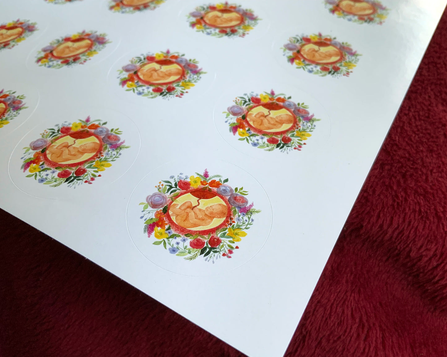 "Floral Baby" - Sticker, rund