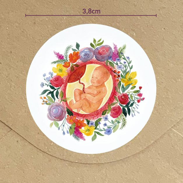 "Floral Baby" - Sticker, rund