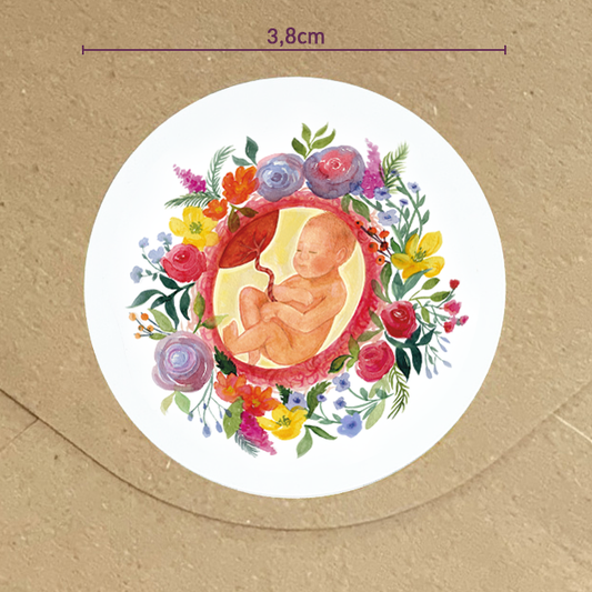 "Floral Baby" - Sticker, rund